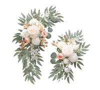 2x Arche de Mariage Fleurs Artificielles Swag pour Réception Cérémonie Mur Champagne 60x40cm 40x30cm