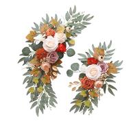 2x Arche de Mariage Fleurs Artificielles Swag pour Réception Cérémonie Mur Orange 60x40cm 40x30cm