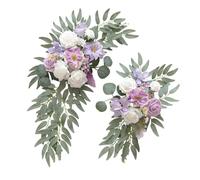 2x Arche de Mariage Fleurs Artificielles Swag pour Réception Cérémonie Mur Violet 60x40cm 40x30cm