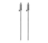 2x Argent 146cm Métal Rond Jardin Torches de Feu - Haut Extérieur Citronelle Paraffine Brûleur à Mazout Tiki Pieu Lanterne Lumières - par Harbour Housewares