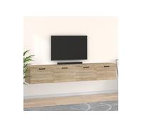 2x Armoires Murales Armoire Suspendue Centre de Divertissement Flottante Salon Salle de Séjour intérieur Chêne Sonoma 100x36,5x35 cm