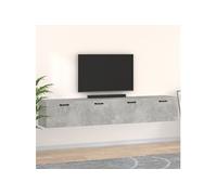 2x Armoires Murales Armoire Suspendue Centre de Divertissement Flottante Salon Salle de Séjour intérieur Gris Béton 100x36,5x35 cm