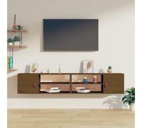 2x Armoires Murales Gris 80x30x30 cm Bois de Pin Massif Suspendues vidaXL
