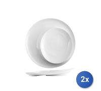 2X Assiettes Sélection Hôtellerie En Porcelaine Blanche Cm 25,7X3,5H.