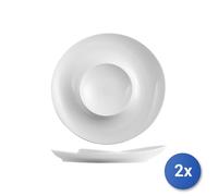 2X Assiettes Sélection Hôtellerie En Porcelaine Blanche Cm 26X26X3,8H.