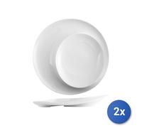 2X Assiettes Sélection Hôtellerie En Porcelaine Blanche Cm 30,8X4,5H.