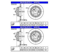 2X ATE 24.0110-0174.1 Disque De Frein 284 Mm Pour BMW E28 E24