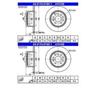 2X ATE 24.0110-0189.1 Disque De Frein Pour Volvo 740 940 940 II 960 960 II