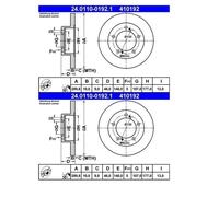 2X ATE 24.0110-0192.1 Disque De Frein Pour Suzuki Samurai Fermé SJ 410 SJ 413