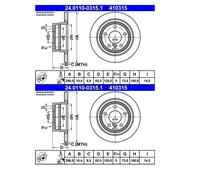 2X ATE 24.0110-0315.1 Disque De Frein Pour BMW E90 E92 E87 E81