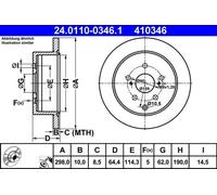 2x ATE 24.0110-0346.1 Disque de frein pour TOYOTA PREVIA III (ACR5, GSR5) 298mm