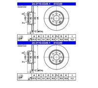 2X ATE 24.0110-0349.1 Disque De Frein Pour Alfa Romeo Mito 955