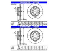 2X ATE 24.0110-0359.1 Disque De Frein Pour Alfa Romeo Giulietta 940