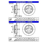 2x ATE 24.0110-0379.1 Disque de Frein pour Kia Pro Cee'D Jd Hyundai i30 GD