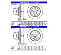 2x ATE 24.0110-0381.1 Disque de Frein pour Mazda CX-5 Ke Kf Gh CX-30 DM MX-30 Dr