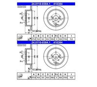 2x ATE 24.0110-0384.1 Disque de Frein pour Subaru Forestier Sj XV Gp Impreza GJ