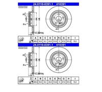 2X ATE 24.0110-0391.1 Disque De Frein 300 Mm Pour Mercedes-Benz R172