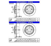 2x ATE 24.0110-0412.1 Disque pour Hyundai Tucson Tle Kia Sportage Ql Qle