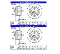 2X ATE 24.0112-0131.1 Disque De Frein Pour Opel Omega B V94 Omega B Caravan V94
