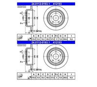 2X ATE 24.0112-0193.1 Disque De Frein Pour Jeep Wrangler III JK
