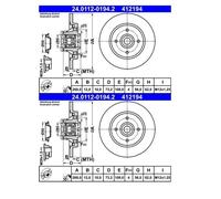 2X ATE 24.0112-0194.2 Disque De Frein Pour Peugeot 308 SW I DS DS5 Citroën