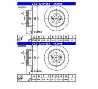 2X ATE 24.0112-0195.1 Disque De Frein Pour Suzuki Kizashi AV