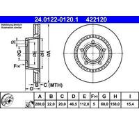 2x ATE 24.0122-0120.1 Disque de frein Avant pour AUDI 100 Avant (44, 44Q, C3)
