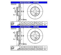2x ATE 24.0122-0166.1 Disque de Frein pour Mazda 323 C IV 323 F IV 323 S P V