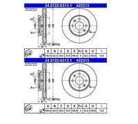 2X ATE 24.0122-0313.1 Disque De Frein Pour KIA Rio III UB Hyundai Accent IV RB