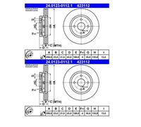 2X ATE 24.0123-0112.1 Disque De Frein Pour Mazda 2 DE DH