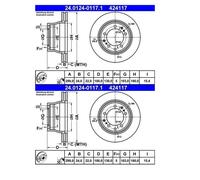 2x ATE 24.0124-0117.1 Disque pour Porsche 911 911 Targa 911 Speedster 968