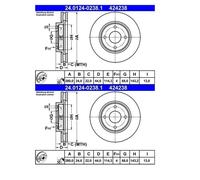 2x ATE 24.0124-0238.1 Disque pour Nissan Tiida C11 SC11 Cube Z12 Sentra VI