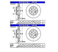 2x ATE 24.0125-0146.1 Disque de Frein 282 MM pour Honda Accord VI Ch CL Cf CG Ck