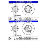 2X ATE 24.0125-0222.1 Disque De Frein Pour Audi A1 A1 Allstreet A1 City Carver