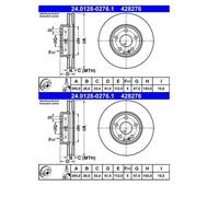 2x ATE 24.0128-0276.1 Disque pour Mercedes-Benz W176 W242 W246 C117 X117