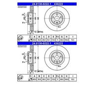 2x ATE 24.0130-0222.1 Disque de Frein Avant pour Audi A4 Porsche Macan