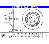 2X ATE Disque De Frein Arrière Compatible Pour Ford Kuga II DM2