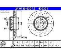 2x ATE Disque de frein Avant convient pour MERCEDES-BENZ Classe C Break (S205)