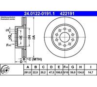 2x ATE Disque de frein Avant pour LANCIA KAPPA (838A) KAPPA SW (838B) 281,0mm