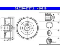 2x ATE Tambour de frein Frein à Tambour 24.0220-3737.2 à l'arrière pour RENAULT