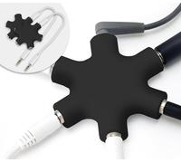 2x Audio Splitter 5 Ports 3.5 Mm Aux Splitter Star Splitter Converter For Smartphone,Laptop & Pc Cables Black