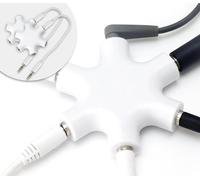 2x Audio Splitter 5 Ports 3.5 Mm Aux Splitter Star Splitter Converter For Smartphone,Laptop & Pc Cables White