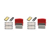 2x Auto Encreur Timbre Ensemble Personnalis¿¿ Personnalis¿¿ Diy Nom De L'entreprise Num¿¿Ro Adresse Impression Tampon En Caoutchouc Avec Pince ¿¿ ?Piler Kit Rouge