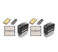 2x Auto Encreur Timbre Ensemble Personnalis¿¿ Personnalis¿¿ Diy Nom De L'entreprise Num¿¿Ro Adresse Impression Tampon En Caoutchouc Avec Pince ¿¿ ?Piler Kit Noir