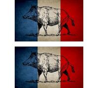 2x Autocollant Sticker Draepau France Francais Sanglier Chasseur