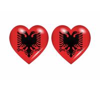 2x Autocollant Sticker Drapeau Coeur Al Albanie