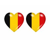 2x Autocollant Sticker Drapeau Coeur B Belgique