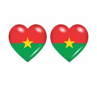 2x Autocollant Sticker Drapeau Coeur Bf Burkina Faso