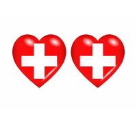 2x Autocollant Sticker Drapeau Coeur Ch Suisse