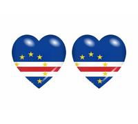 2x Autocollant Sticker Drapeau Coeur Cv Cabo Verde